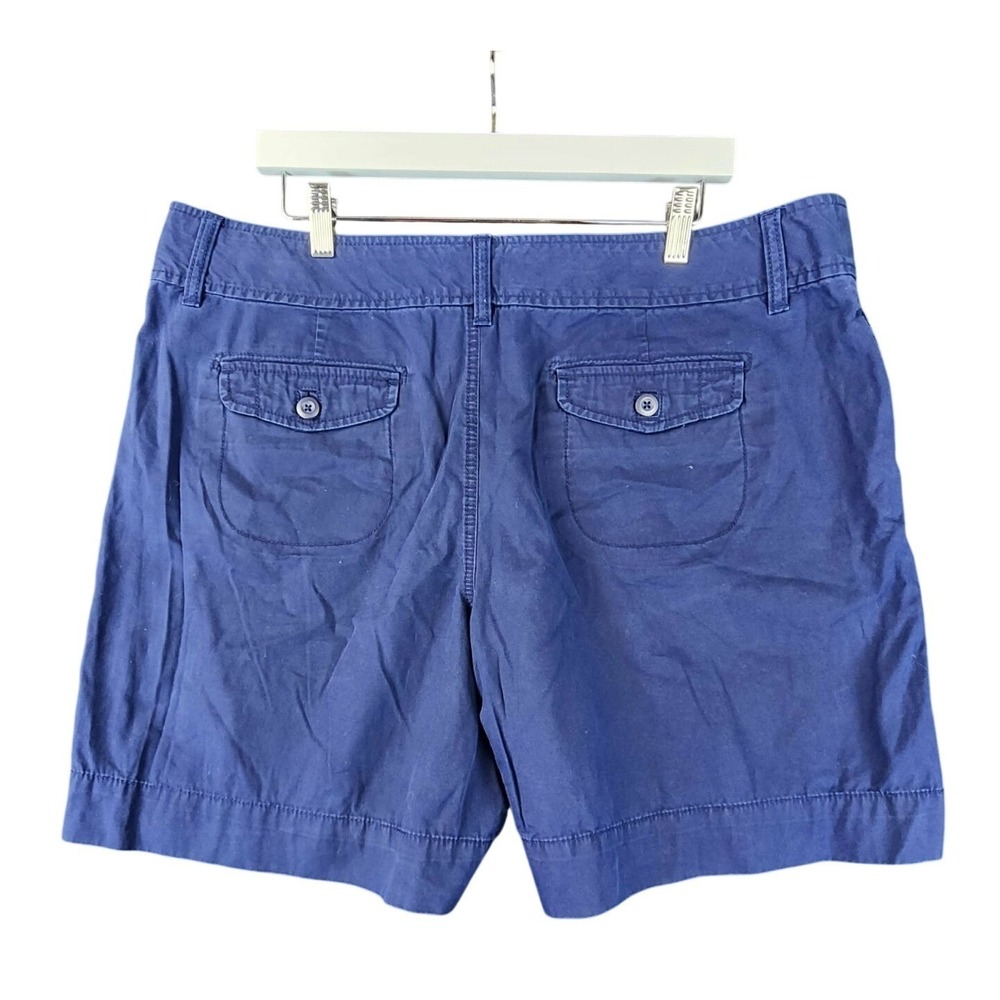 LL Bean Favorite Fit Straight Navy Blue Womens 20 Cotton Chino Shorts Casual 6in